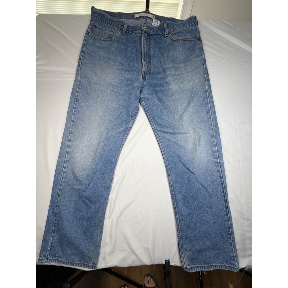Vtg 90's Levis 505 Straight Leg Jeans Light Wash Distressed Crotch 39X31